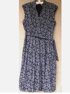 Brooks Brothers Black/Gray Glen Plaid Flower Cotton Dress